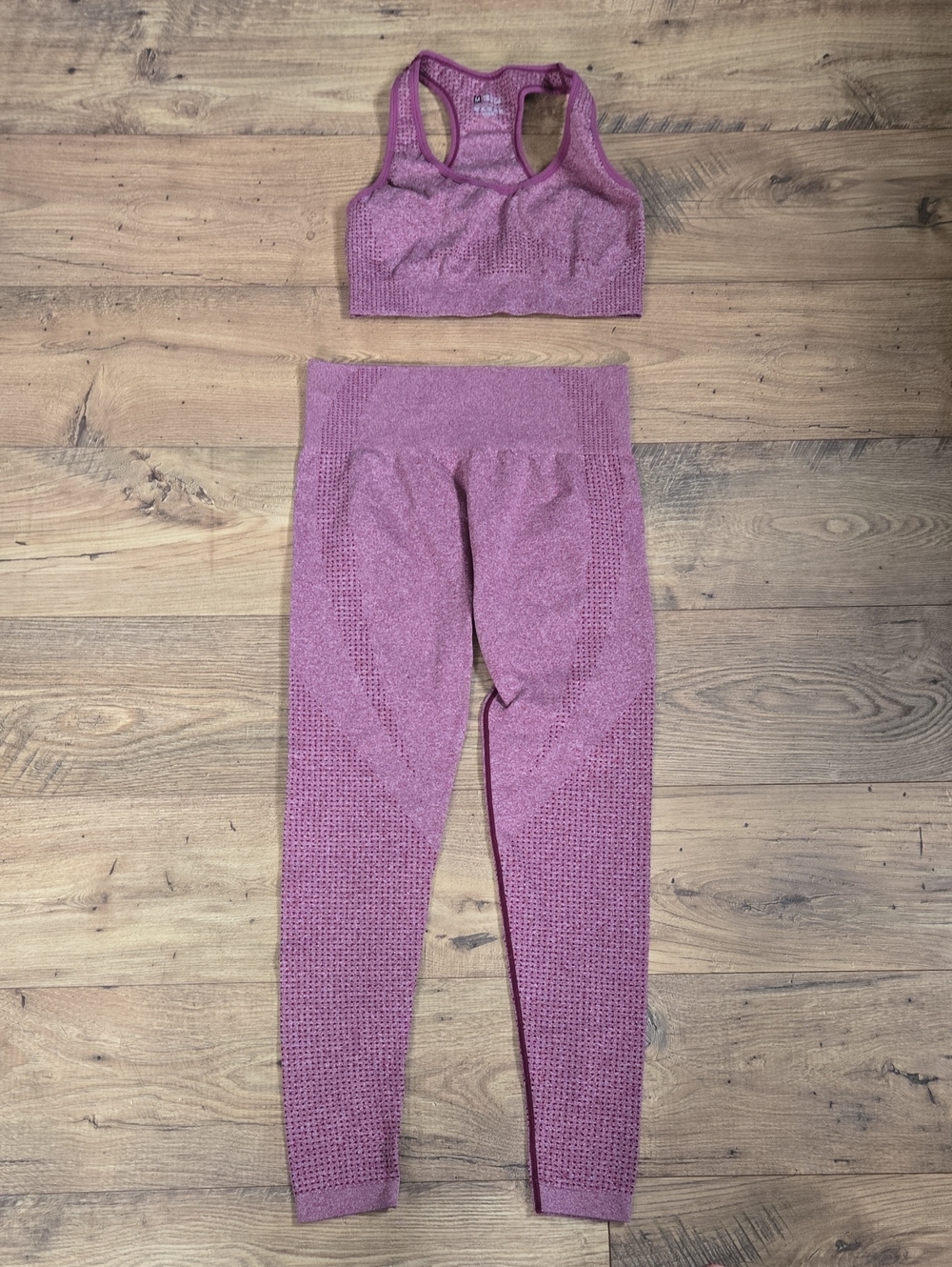 Seamless Ribbed Matching Workout Set - Dusty Rose - Picture 1 of 3